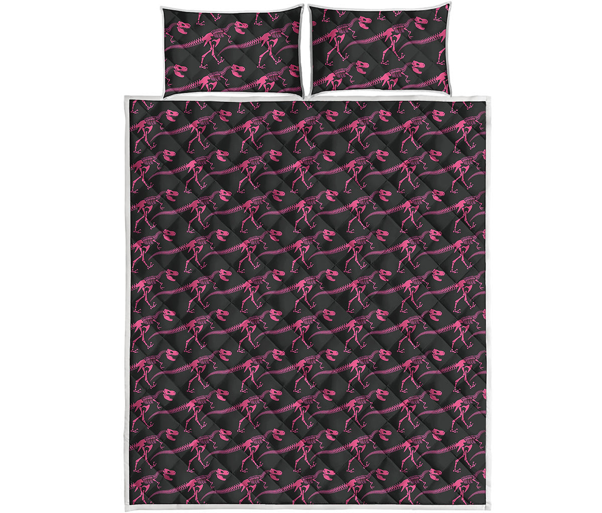Pink Tyrannosaurus Fossil Pattern Print Quilt Bed Set