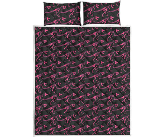 Pink Tyrannosaurus Fossil Pattern Print Quilt Bed Set