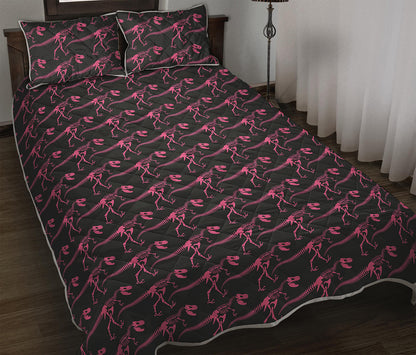 Pink Tyrannosaurus Fossil Pattern Print Quilt Bed Set