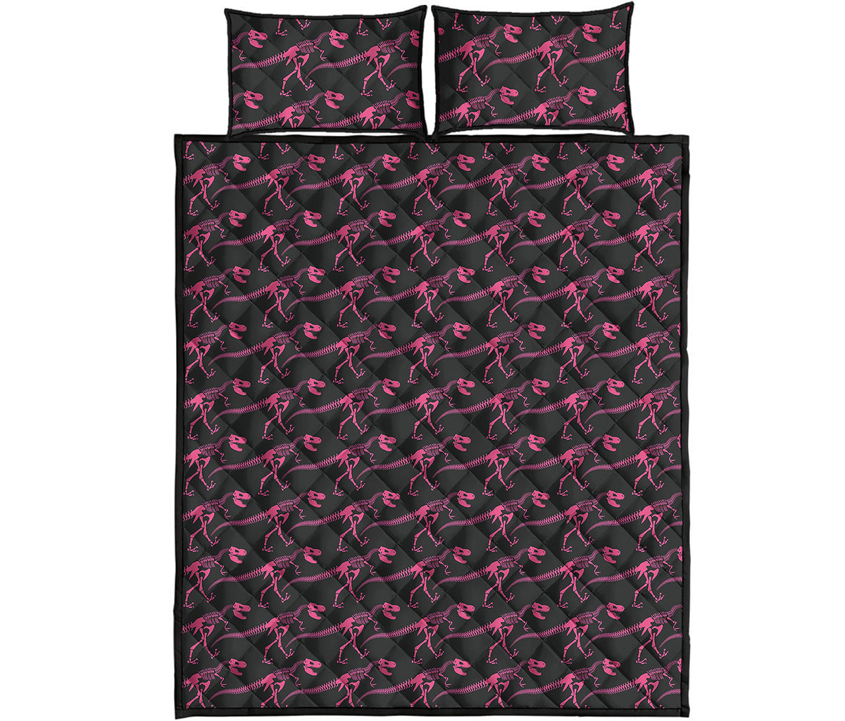 Pink Tyrannosaurus Fossil Pattern Print Quilt Bed Set