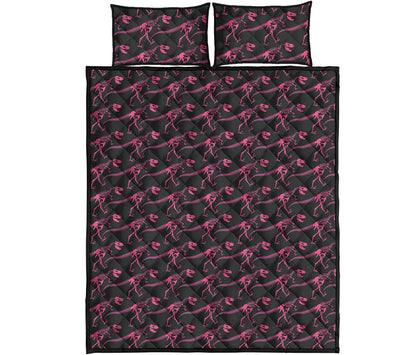 Pink Tyrannosaurus Fossil Pattern Print Quilt Bed Set