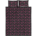 Pink Tyrannosaurus Fossil Pattern Print Quilt Bed Set
