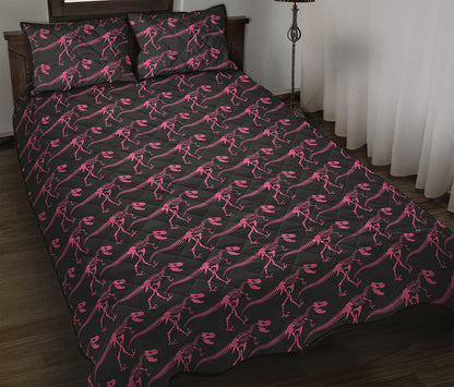 Pink Tyrannosaurus Fossil Pattern Print Quilt Bed Set