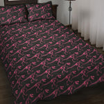 Pink Tyrannosaurus Fossil Pattern Print Quilt Bed Set