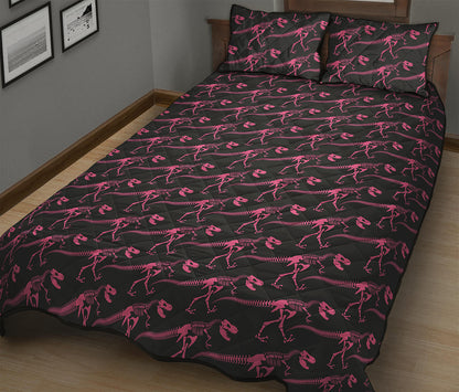 Pink Tyrannosaurus Fossil Pattern Print Quilt Bed Set