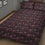 Pink Tyrannosaurus Fossil Pattern Print Quilt Bed Set