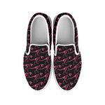 Pink Tyrannosaurus Fossil Pattern Print White Slip On Shoes