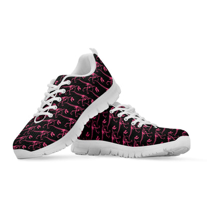 Pink Tyrannosaurus Fossil Pattern Print White Sneakers