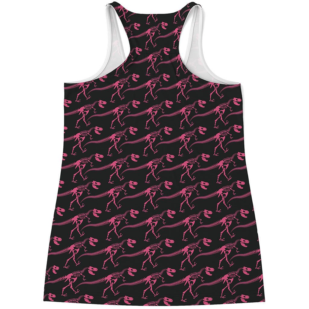 Pink Tyrannosaurus Fossil Pattern Print Women's Racerback Tank Top