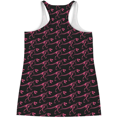 Pink Tyrannosaurus Fossil Pattern Print Women's Racerback Tank Top