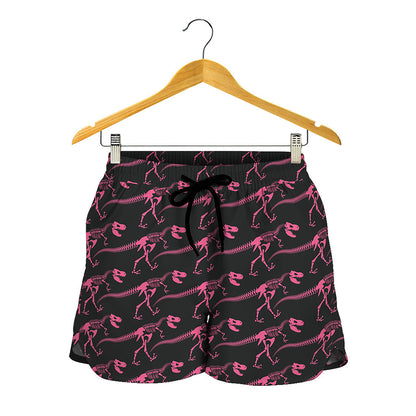 Pink Tyrannosaurus Fossil Pattern Print Women's Shorts