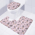 Pink Vintage Pineapple Pattern Print 3 Piece Bath Mat Set