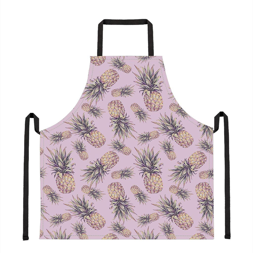 Pink Vintage Pineapple Pattern Print Apron