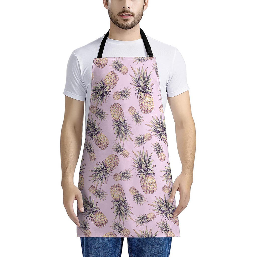 Pink Vintage Pineapple Pattern Print Apron
