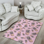 Pink Vintage Pineapple Pattern Print Area Rug GearFrost