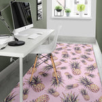 Pink Vintage Pineapple Pattern Print Area Rug GearFrost