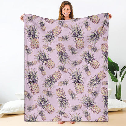 Pink Vintage Pineapple Pattern Print Blanket