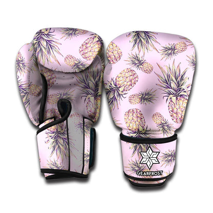 Pink Vintage Pineapple Pattern Print Boxing Gloves