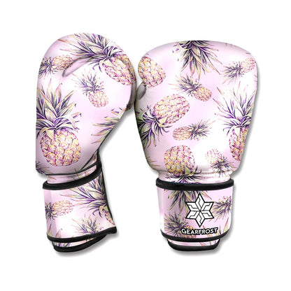 Pink Vintage Pineapple Pattern Print Boxing Gloves