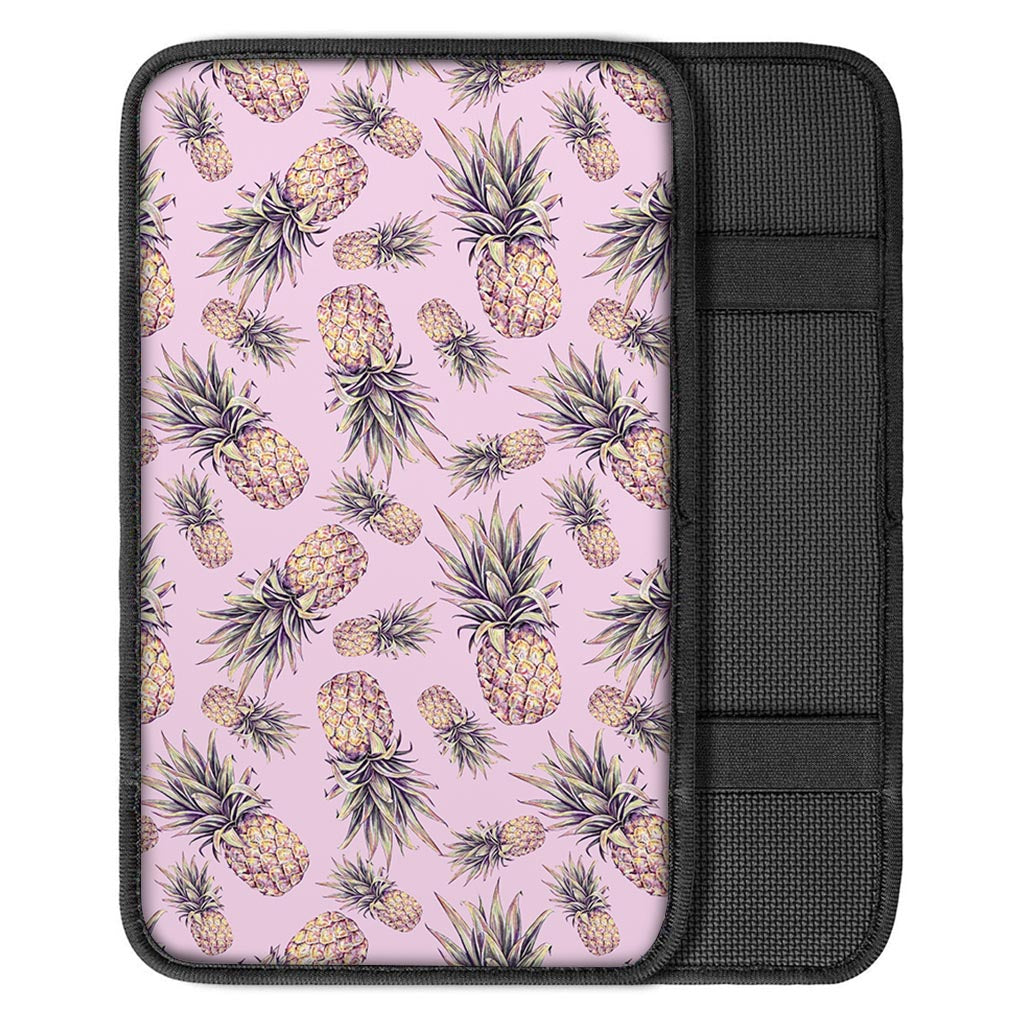 Pink Vintage Pineapple Pattern Print Car Center Console Cover