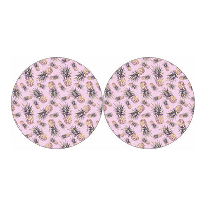 Pink Vintage Pineapple Pattern Print Car Coasters