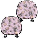 Pink Vintage Pineapple Pattern Print Car Headrest Covers