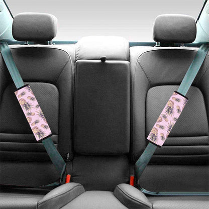 Pink Vintage Pineapple Pattern Print Car Seat Belt Covers