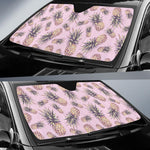Pink Vintage Pineapple Pattern Print Car Sun Shade GearFrost