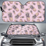 Pink Vintage Pineapple Pattern Print Car Sun Shade GearFrost