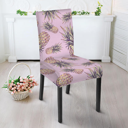Pink Vintage Pineapple Pattern Print Dining Chair Slipcover