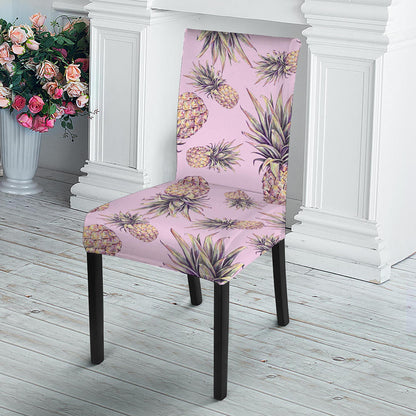 Pink Vintage Pineapple Pattern Print Dining Chair Slipcover
