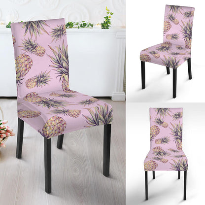 Pink Vintage Pineapple Pattern Print Dining Chair Slipcover