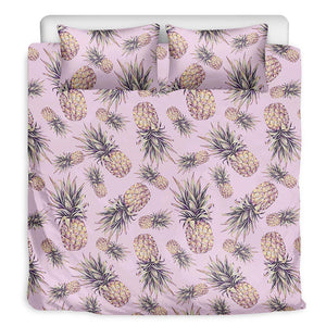 Pink Vintage Pineapple Pattern Print Duvet Cover Bedding Set