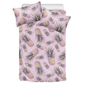 Pink Vintage Pineapple Pattern Print Duvet Cover Bedding Set