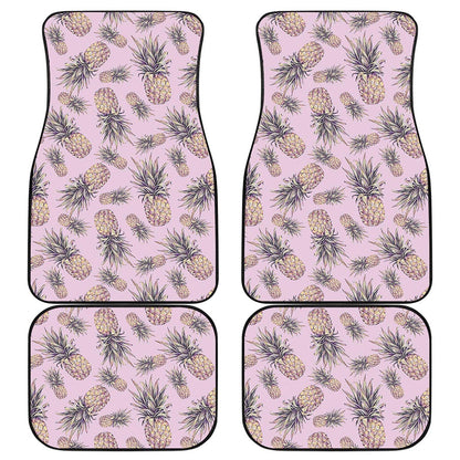 Pink Vintage Pineapple Pattern Print Front and Back Car Floor Mats