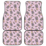 Pink Vintage Pineapple Pattern Print Front and Back Car Floor Mats