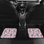 Pink Vintage Pineapple Pattern Print Front and Back Car Floor Mats