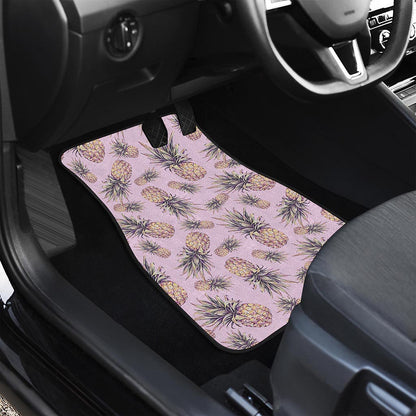 Pink Vintage Pineapple Pattern Print Front and Back Car Floor Mats