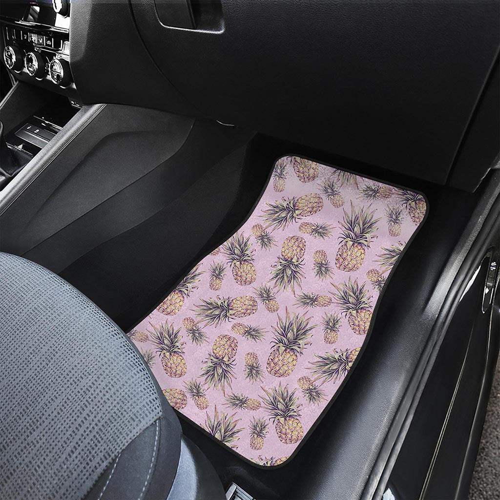 Pink Vintage Pineapple Pattern Print Front and Back Car Floor Mats