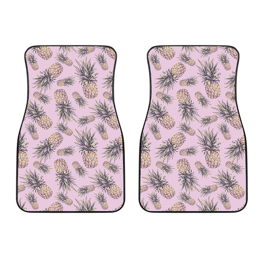 Pink Vintage Pineapple Pattern Print Front Car Floor Mats