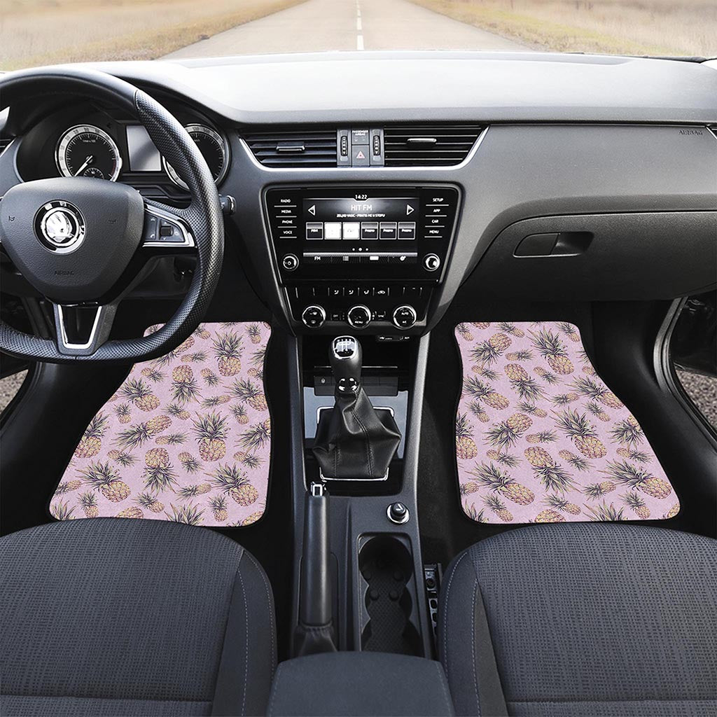 Pink Vintage Pineapple Pattern Print Front Car Floor Mats