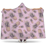 Pink Vintage Pineapple Pattern Print Hooded Blanket