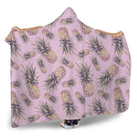 Pink Vintage Pineapple Pattern Print Hooded Blanket