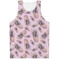 Pink Vintage Pineapple Pattern Print Men's Tank Top