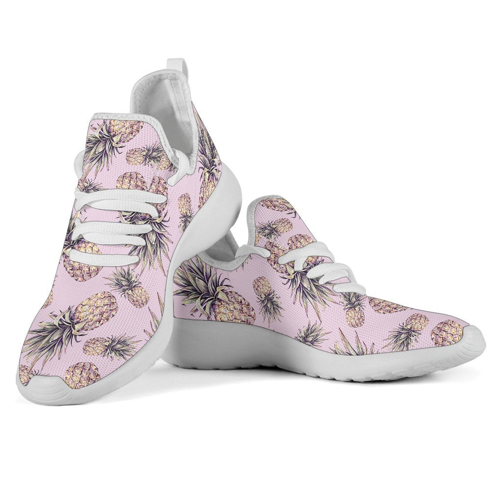 Pink Vintage Pineapple Pattern Print Mesh Knit Shoes GearFrost