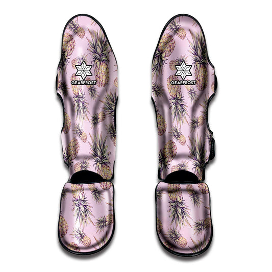 Pink Vintage Pineapple Pattern Print Muay Thai Shin Guard