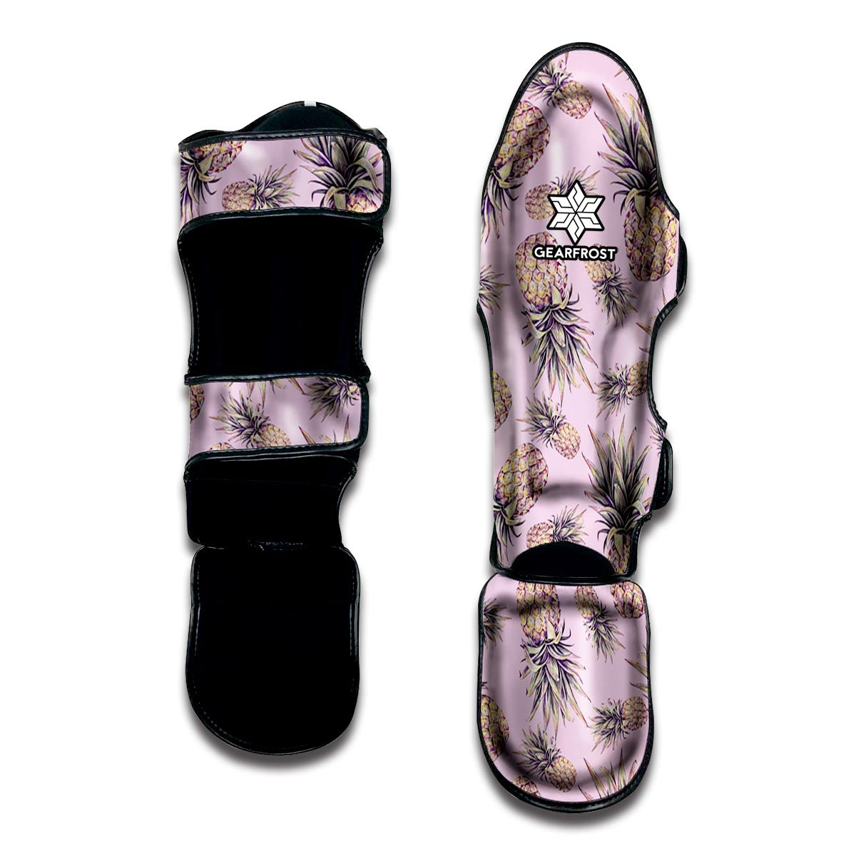 Pink Vintage Pineapple Pattern Print Muay Thai Shin Guard