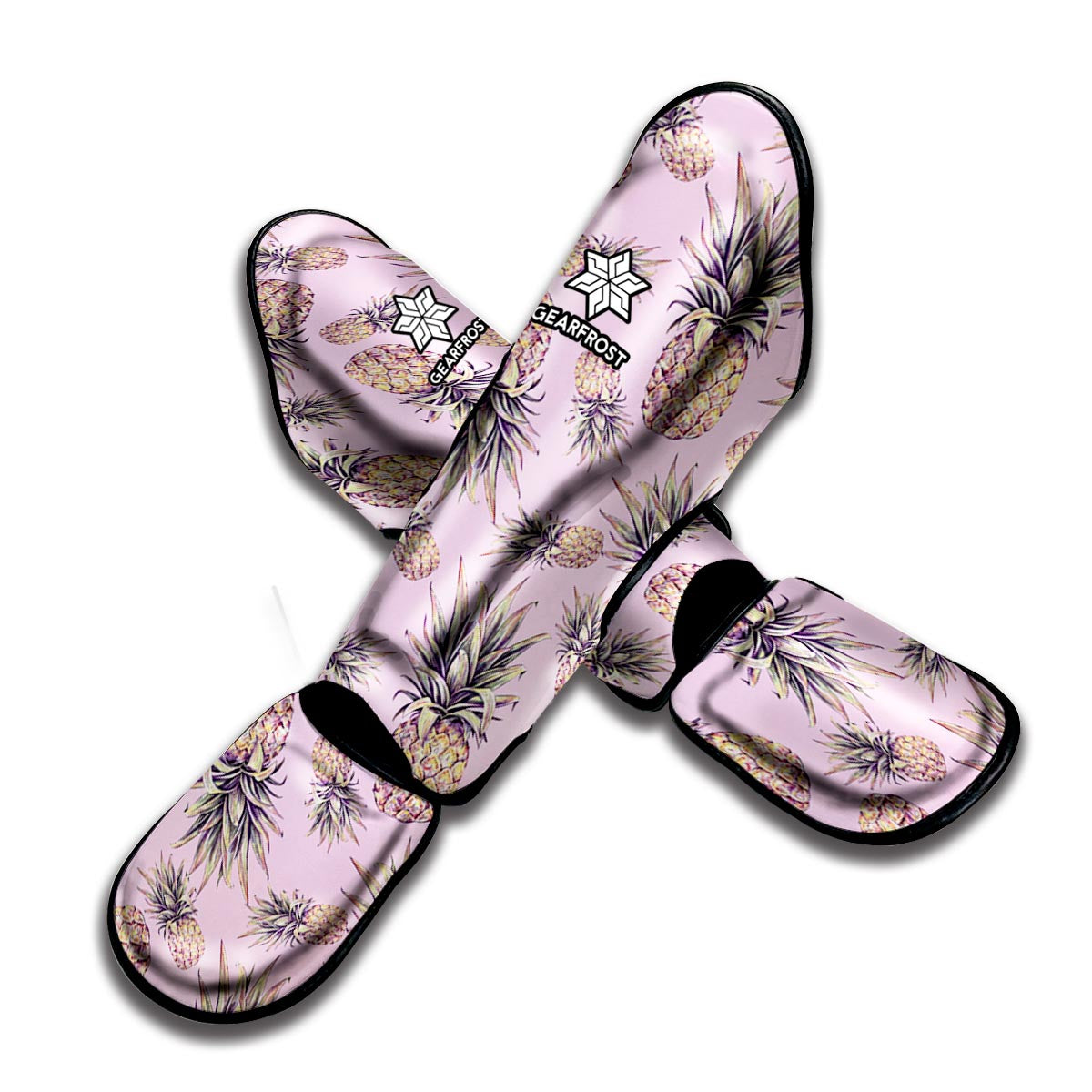 Pink Vintage Pineapple Pattern Print Muay Thai Shin Guard
