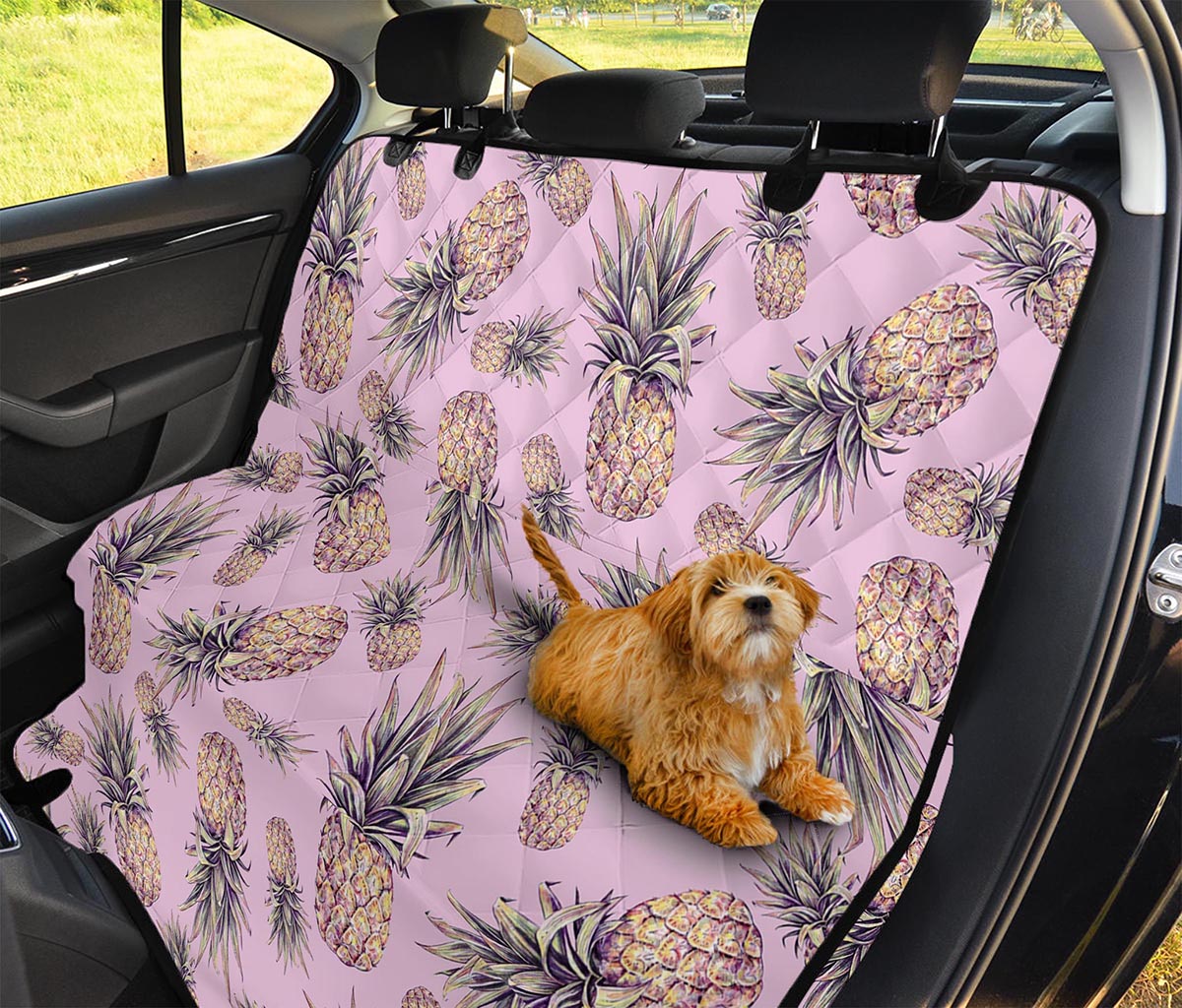 Pink Vintage Pineapple Pattern Print Pet Car Back Seat Cover