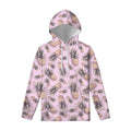 Pink Vintage Pineapple Pattern Print Pullover Hoodie